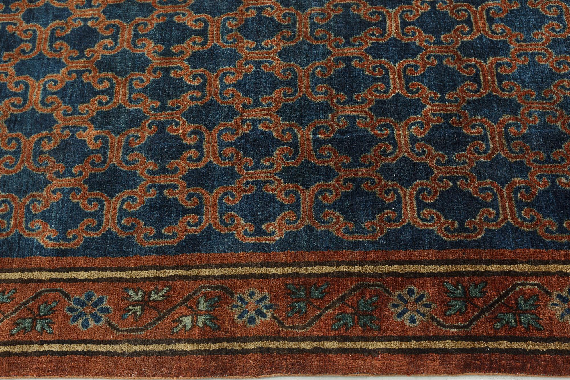 20th Century Large Vintage Samarkand Geometric Size Adjusted Rug For Sale