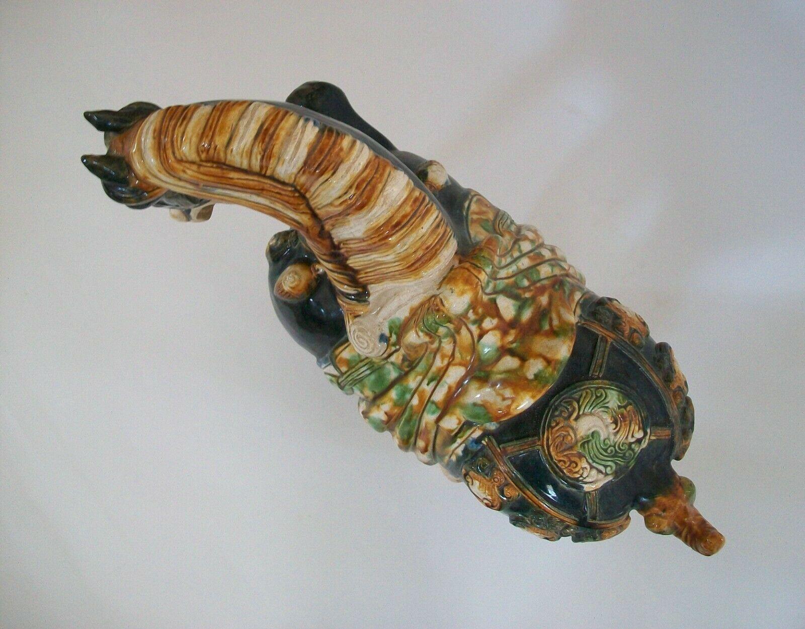 Large Vintage Sancai Glazed Tang Style Ceramic Horse, China, Late 20th Century 3