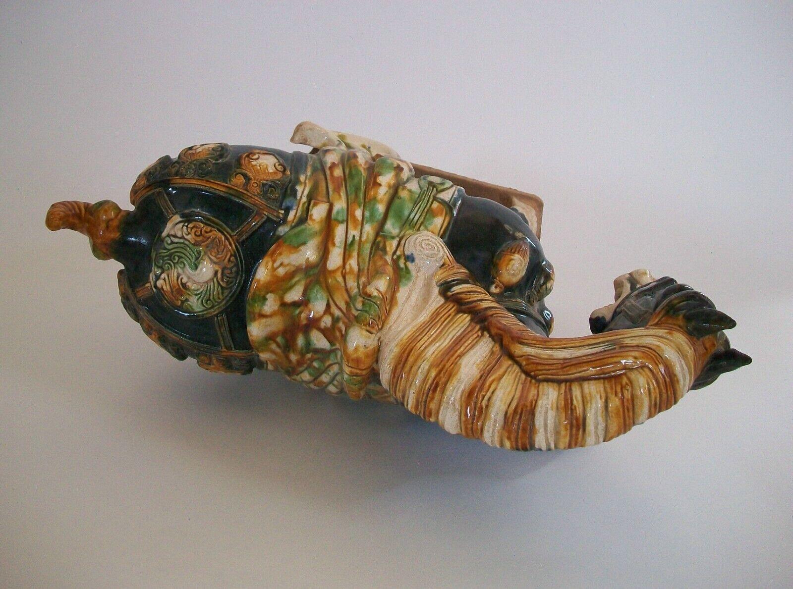 Large Vintage Sancai Glazed Tang Style Ceramic Horse, China, Late 20th Century 4