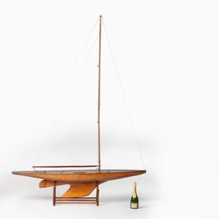 Large Vintage Santos Mahogany Pond Yacht Ship Model