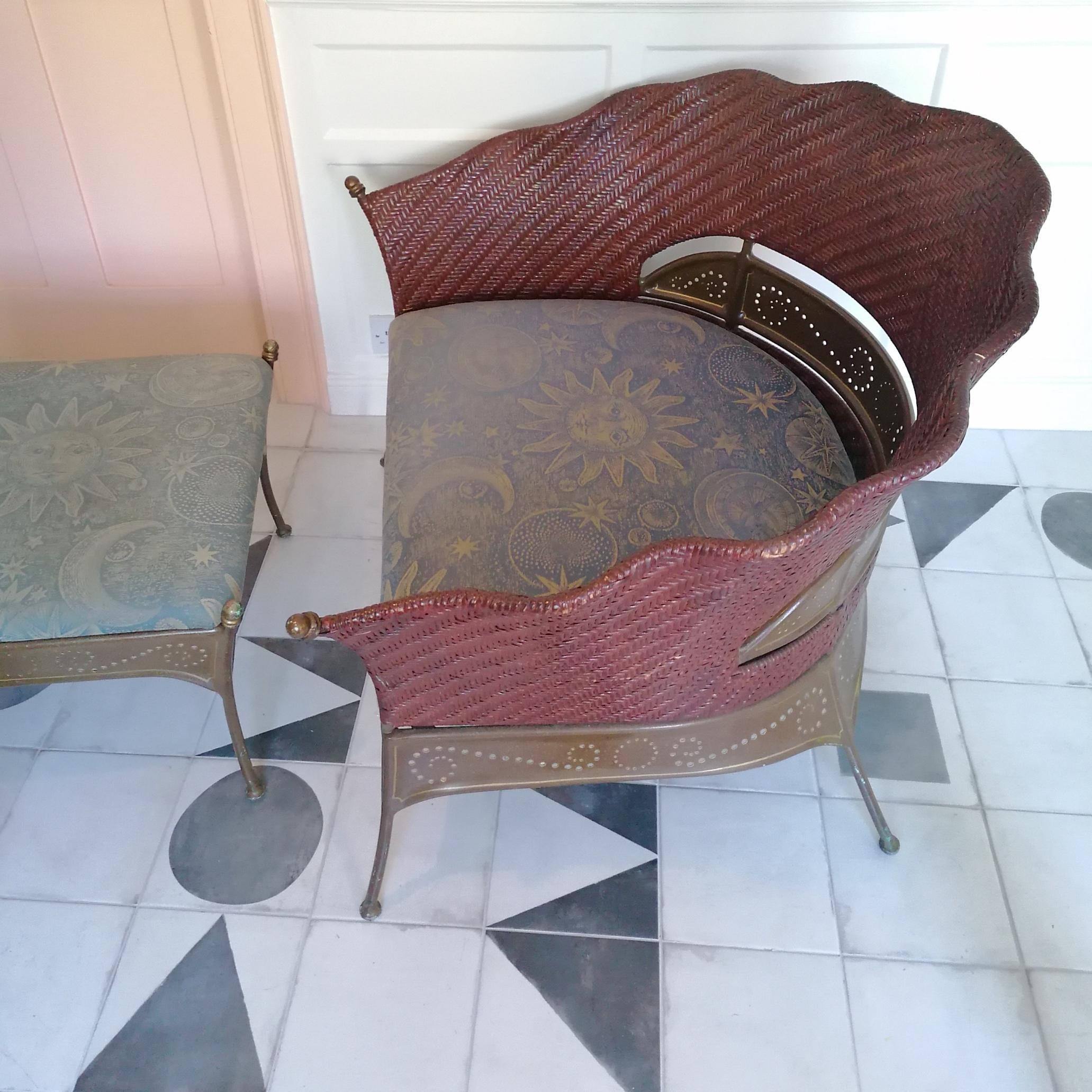 rattan chair and footstool