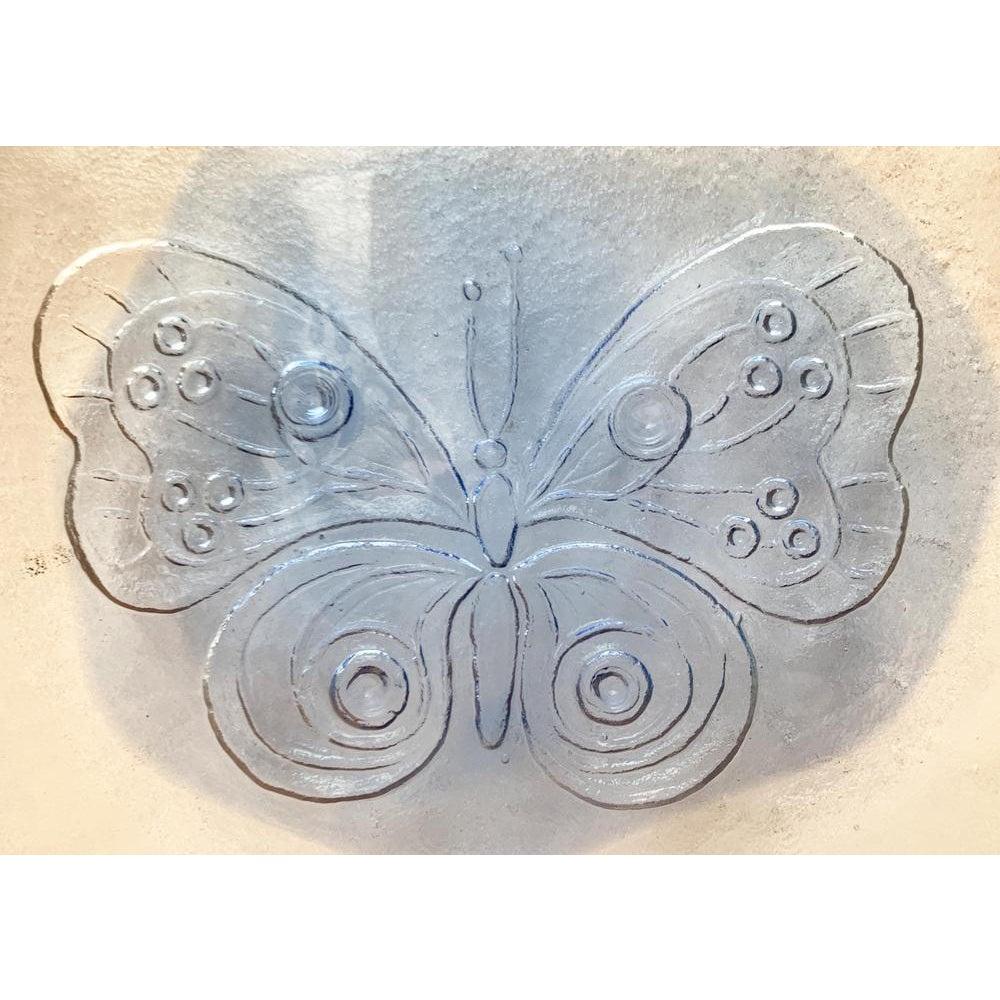 Large Vintage Scandinavian Glass Plate with Butterfly Design, 1970s For Sale 6