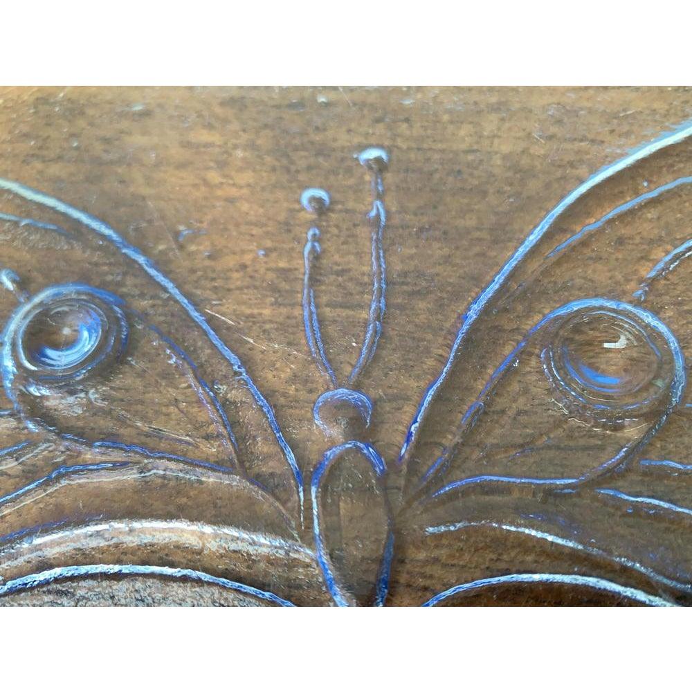 Large Vintage Scandinavian Glass Plate with Butterfly Design, 1970s For Sale 8