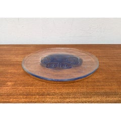 Large Vintage Scandinavian Glass Plate with Butterfly Design, 1970s