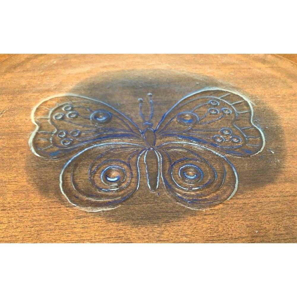 Large Vintage Scandinavian Glass Plate with Butterfly Design, 1970s For Sale 4