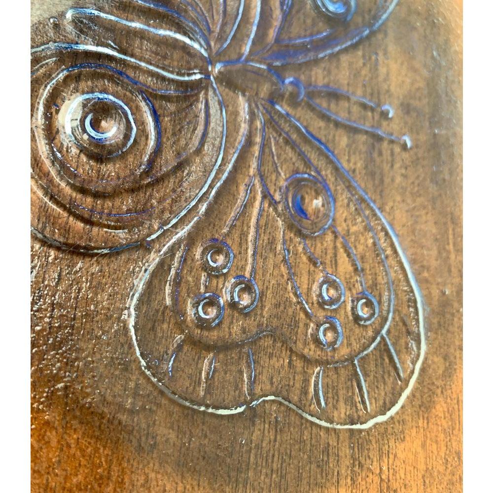 Large Vintage Scandinavian Glass Plate with Butterfly Design, 1970s For Sale 5