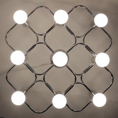 One of 2 Large Vintage Sculptural Ceiling or Wall Light Flush Mount Chandelier