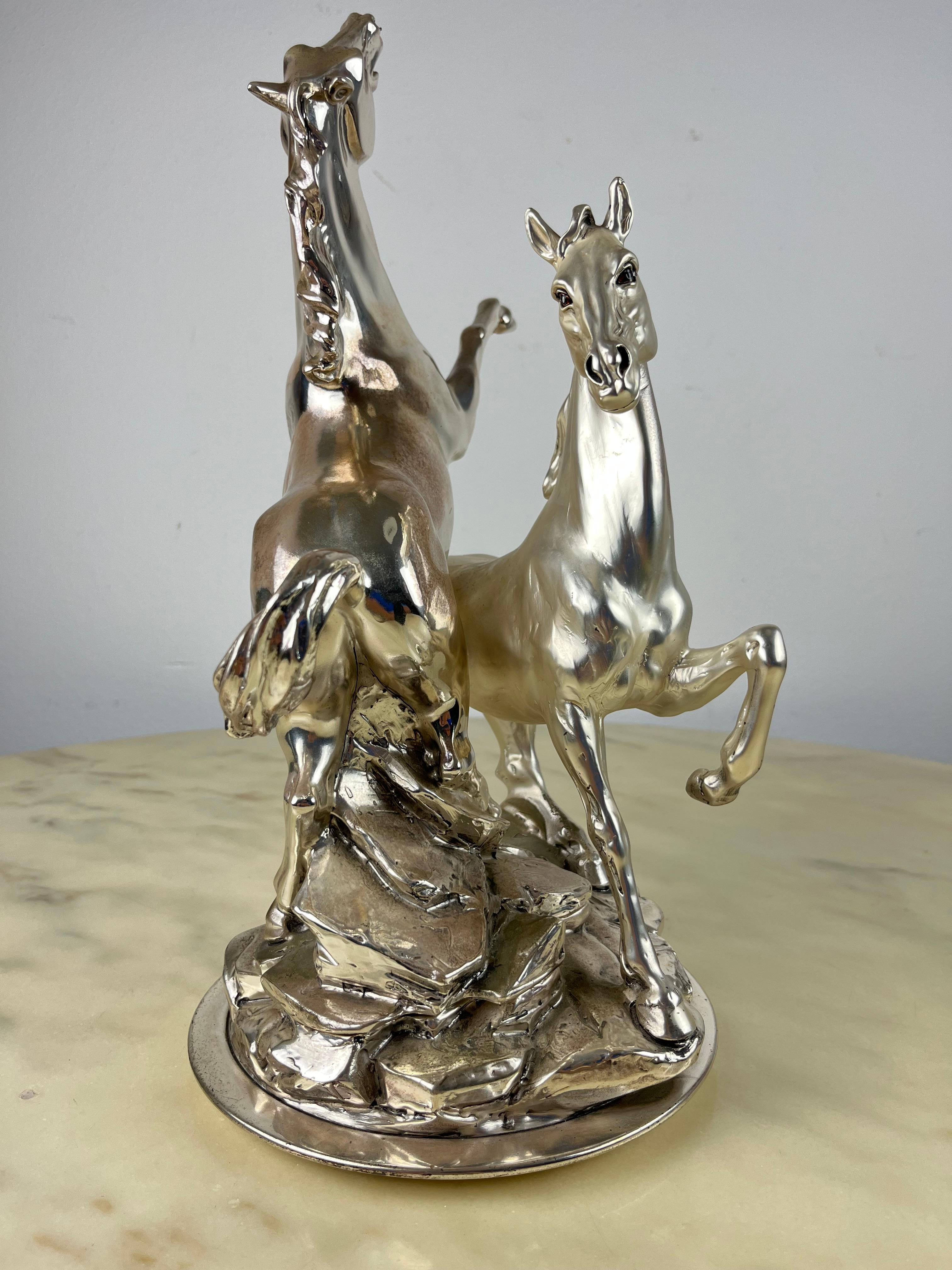 Large Vintage Sculpture in Rolled Silver Italian Design  1980s For Sale 4