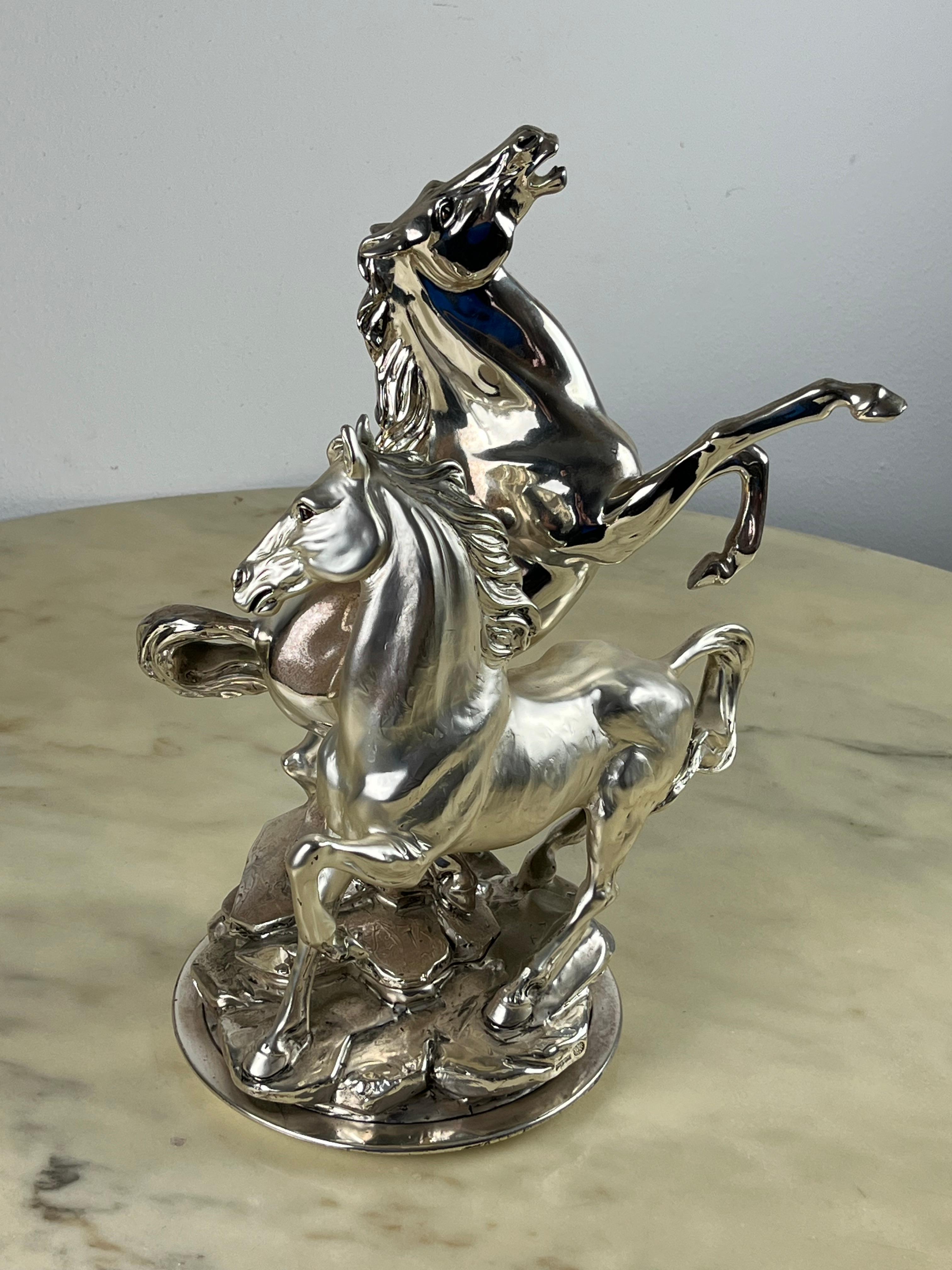 Large Vintage Sculpture in Rolled Silver Italian Design  1980s In Good Condition For Sale In Palermo, IT
