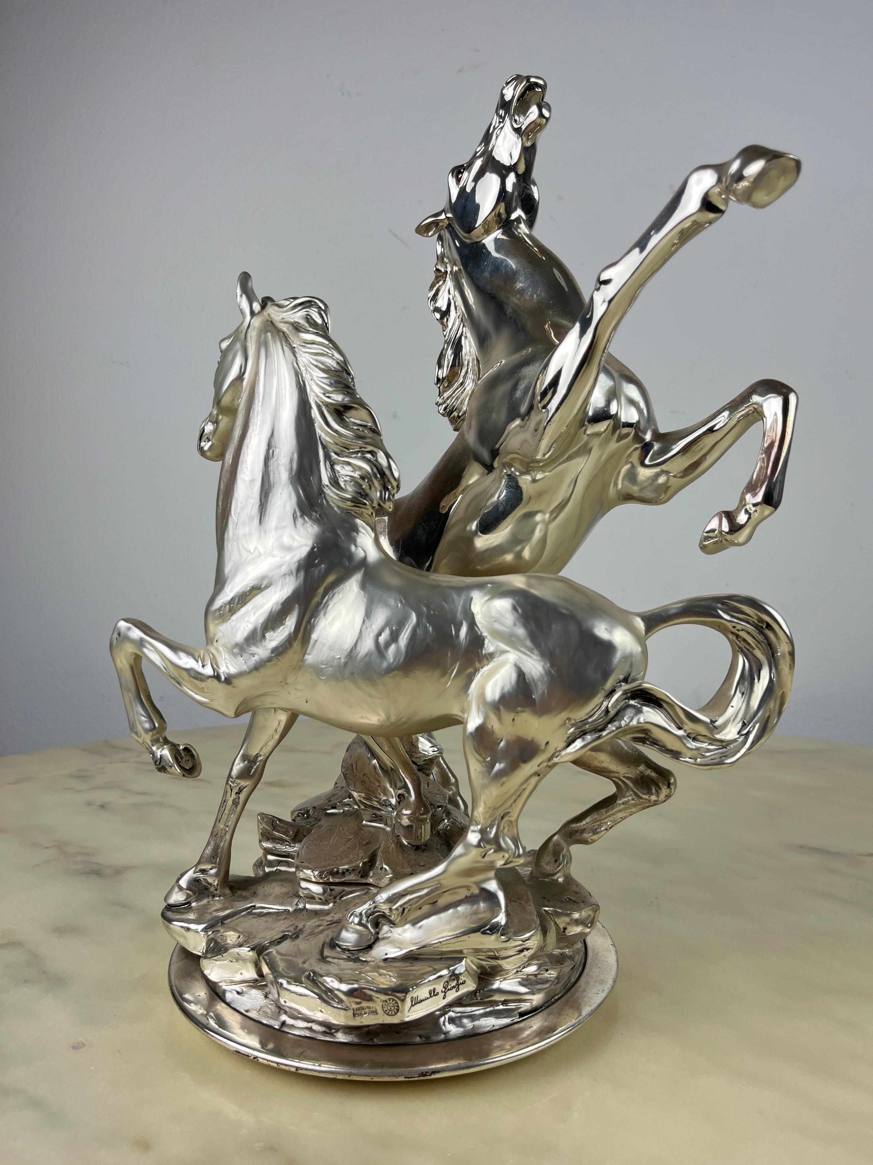 Large Vintage Sculpture in Rolled Silver Italian Design  1980s For Sale 2