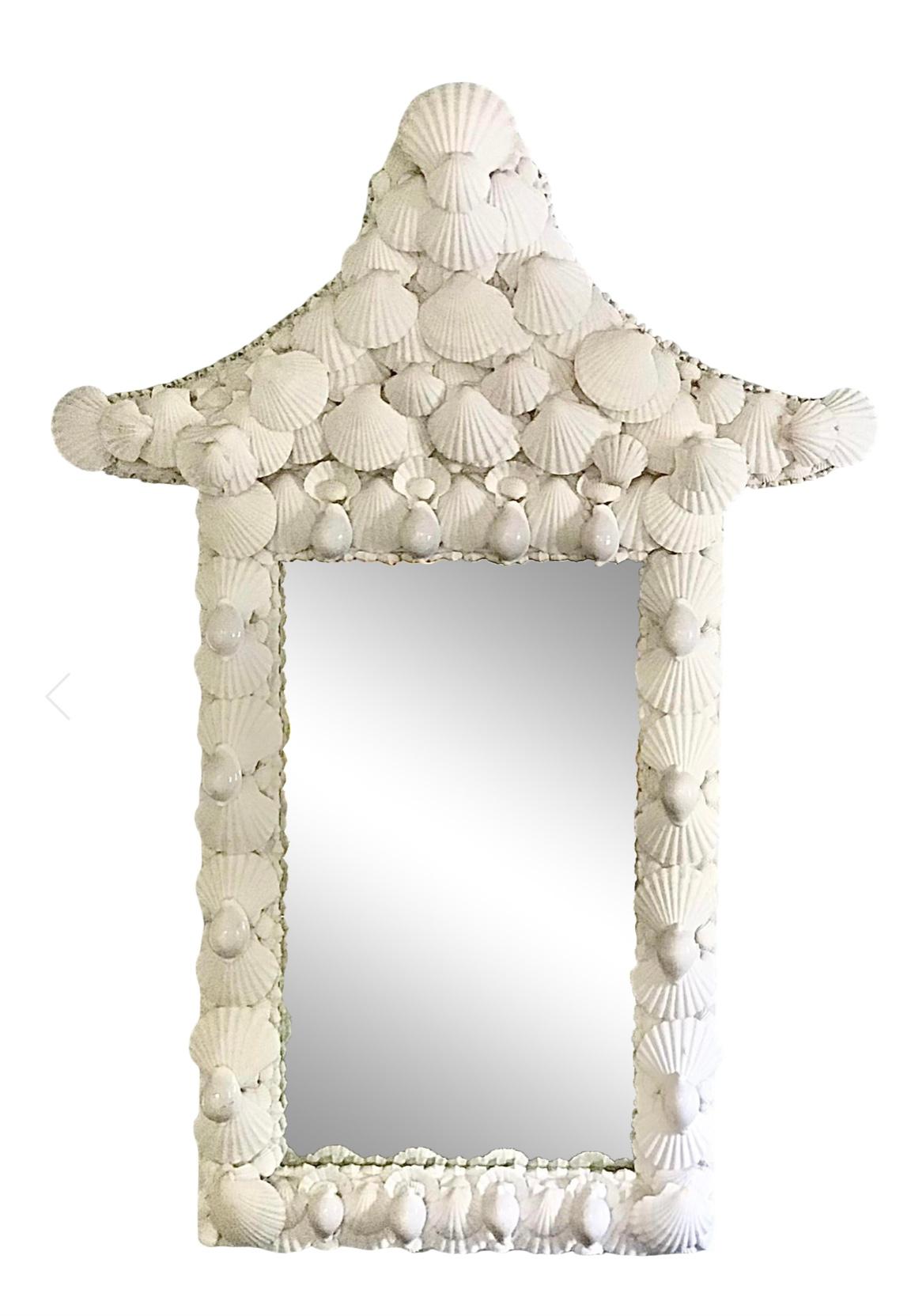 Bohemian Large Vintage Seashell Pagoda Mirror