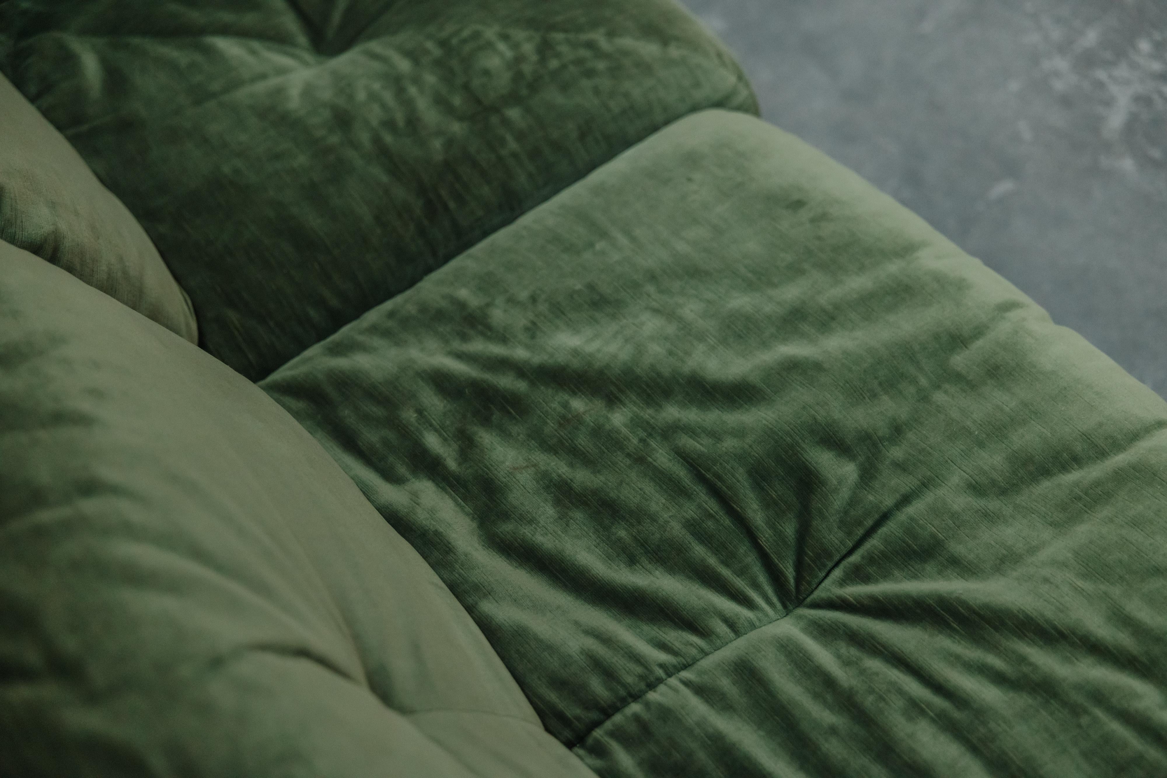 Large Vintage Sectional Velvet Sofa From France, Circa 1970 In Good Condition In Nashville, TN