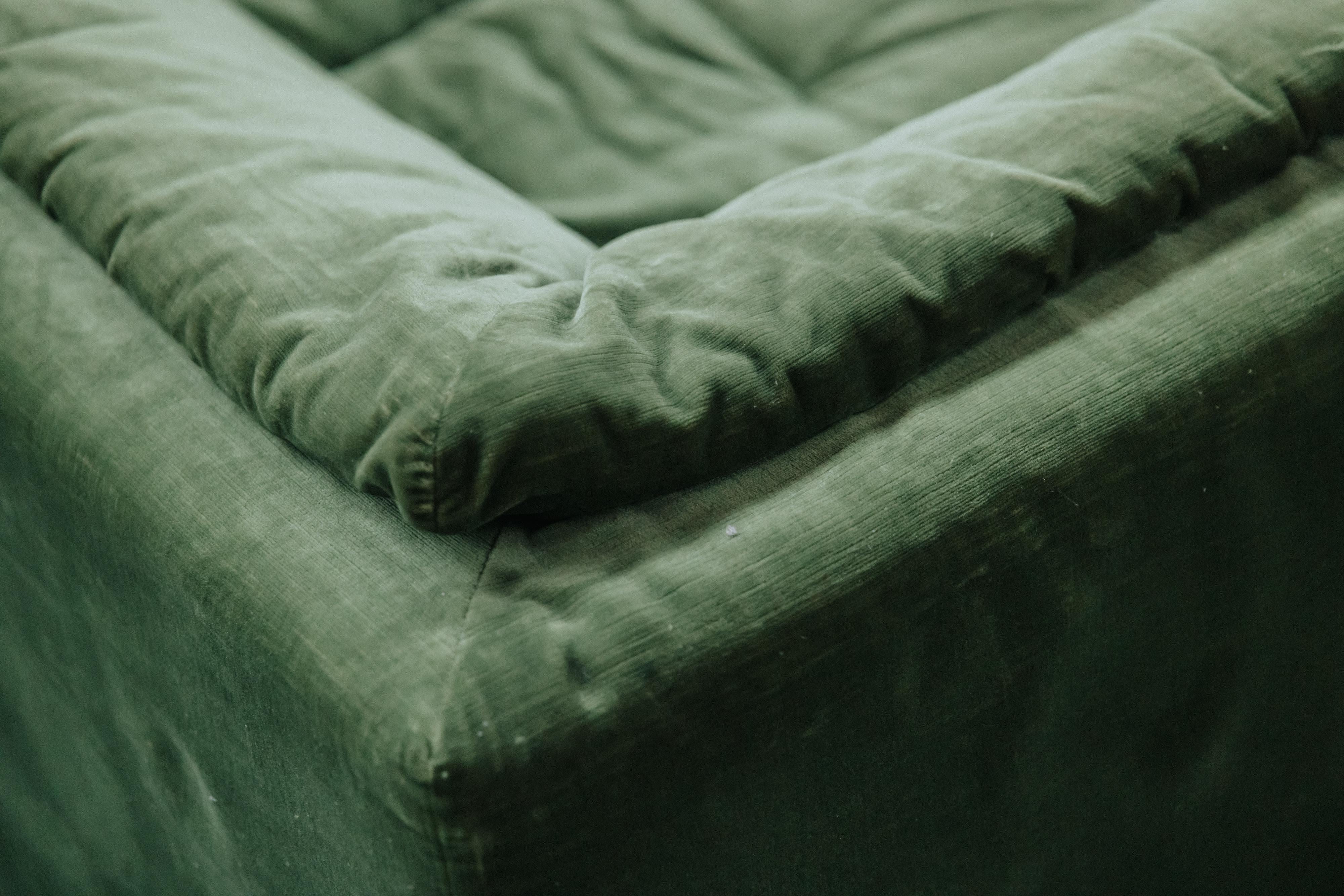 Large Vintage Sectional Velvet Sofa From France, Circa 1970 1