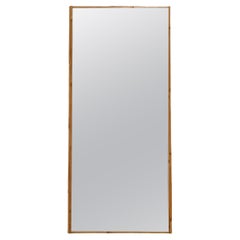 Large Vintage seventies Ibiza style rectangular mirror with bamboo frame