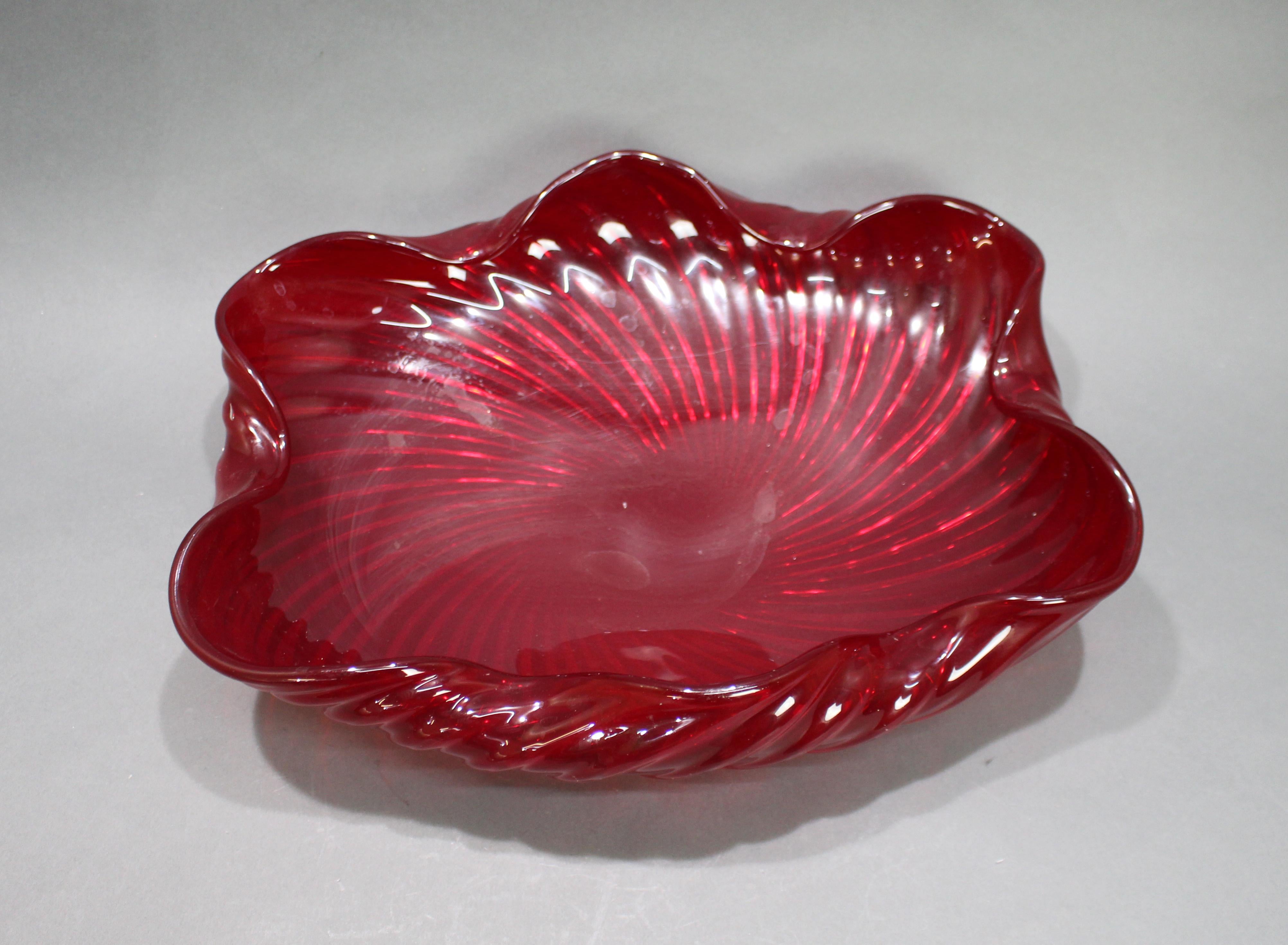 Italian Large Vintage Shell Form Murano Glass Bowl