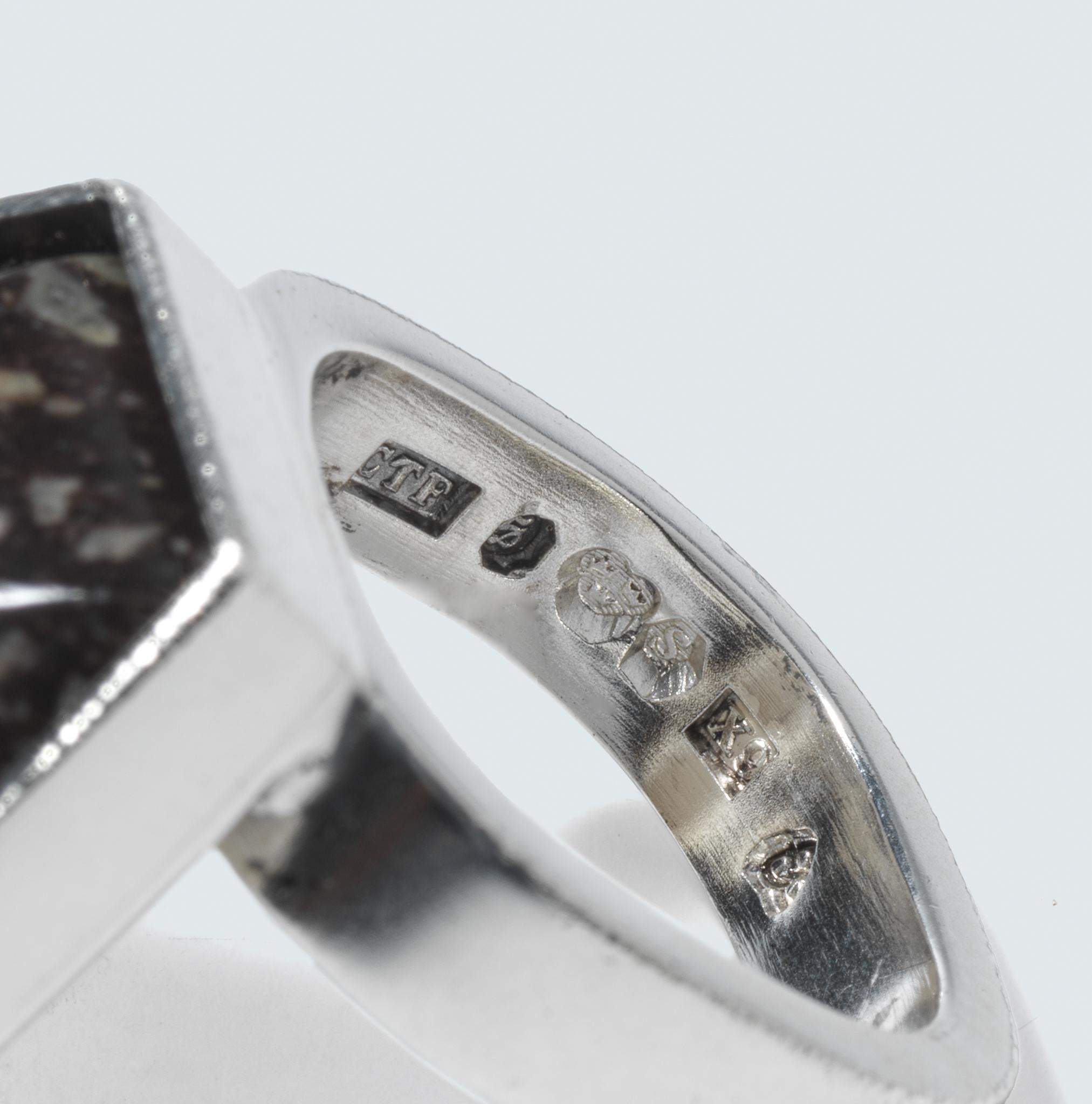 Großer Vintage-Ring aus Silber und Porphyr des schwedischen Meisters Carl Forsberg aus dem Jahr 1972 im Angebot 5