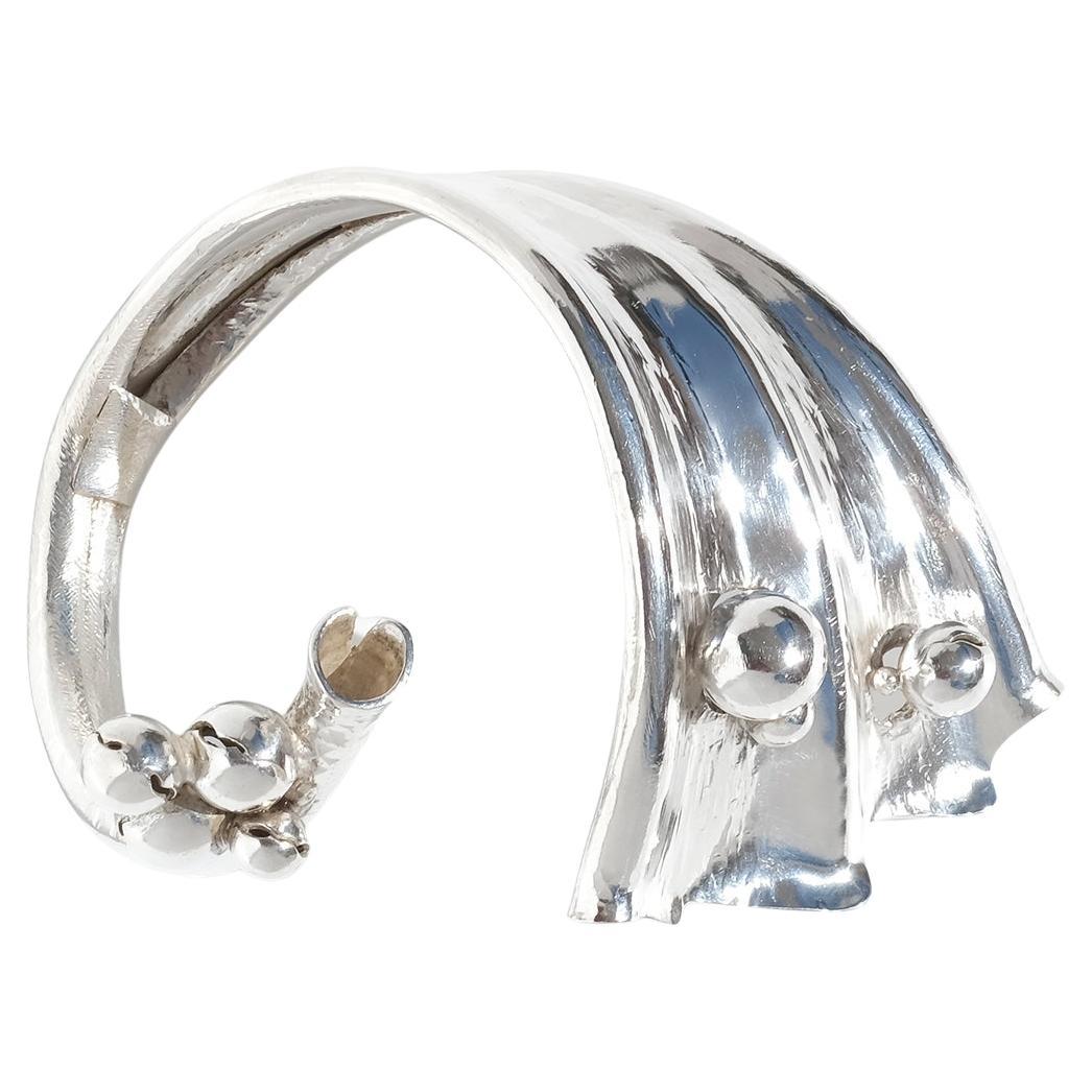 Large Vintage Silver Cuff Bracelet by Swedish Master Claës Giertta