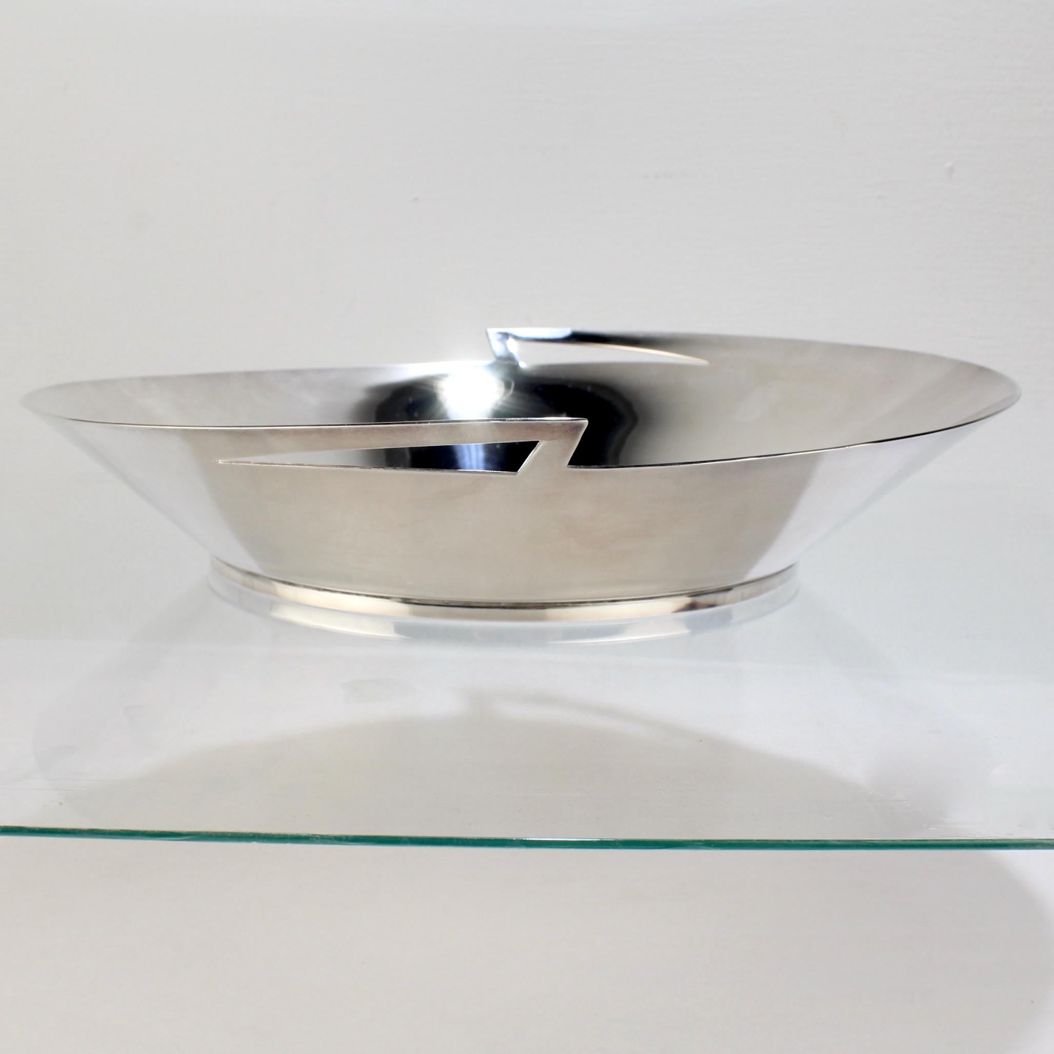 Retro Large Vintage Silver Plate 'Lily' Bowl by Elsa Rady by Swid Powell For Sale