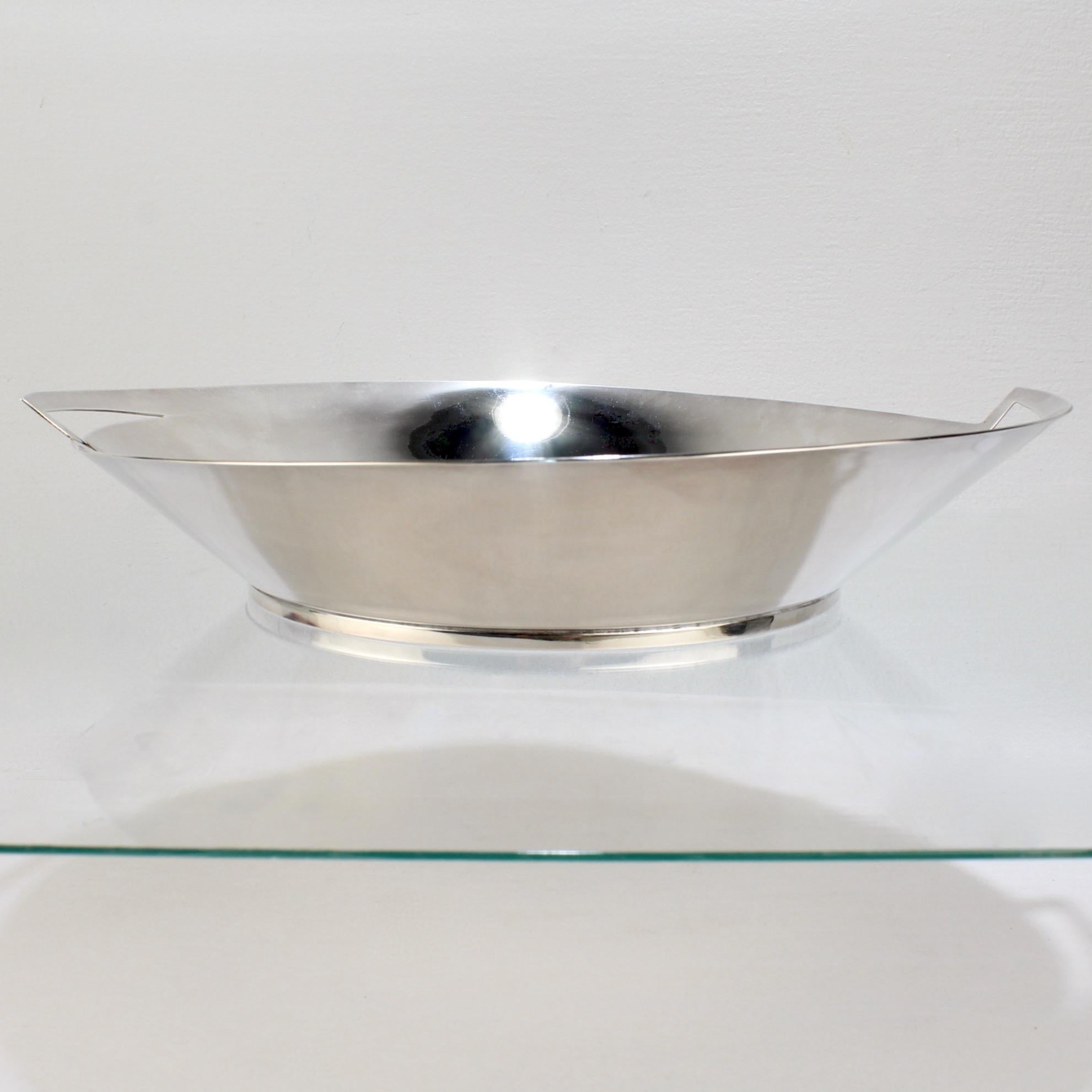 Large Vintage Silver Plate 'Lily' Bowl by Elsa Rady by Swid Powell In Good Condition For Sale In Philadelphia, PA