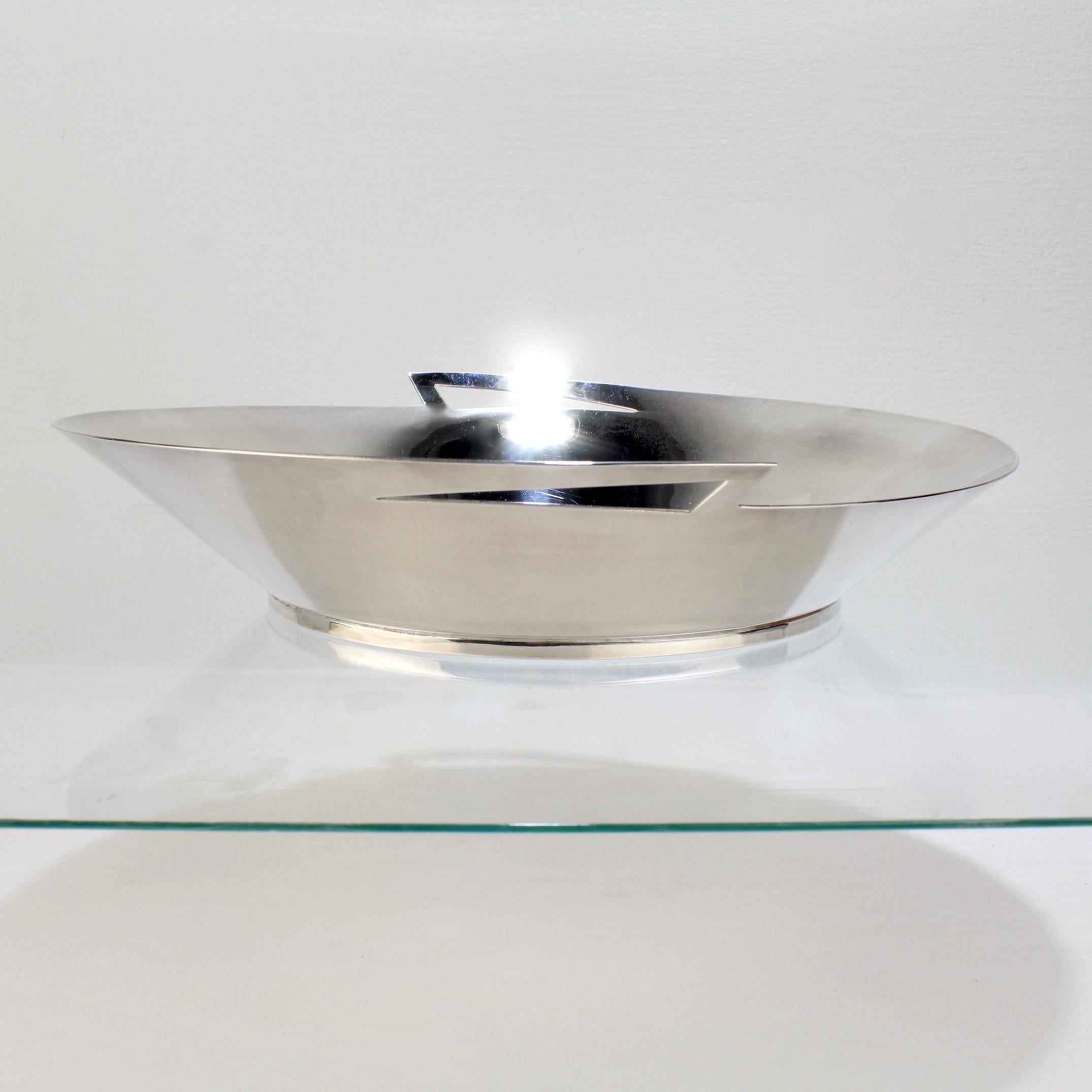 Women's or Men's Large Vintage Silver Plate 'Lily' Bowl by Elsa Rady by Swid Powell For Sale