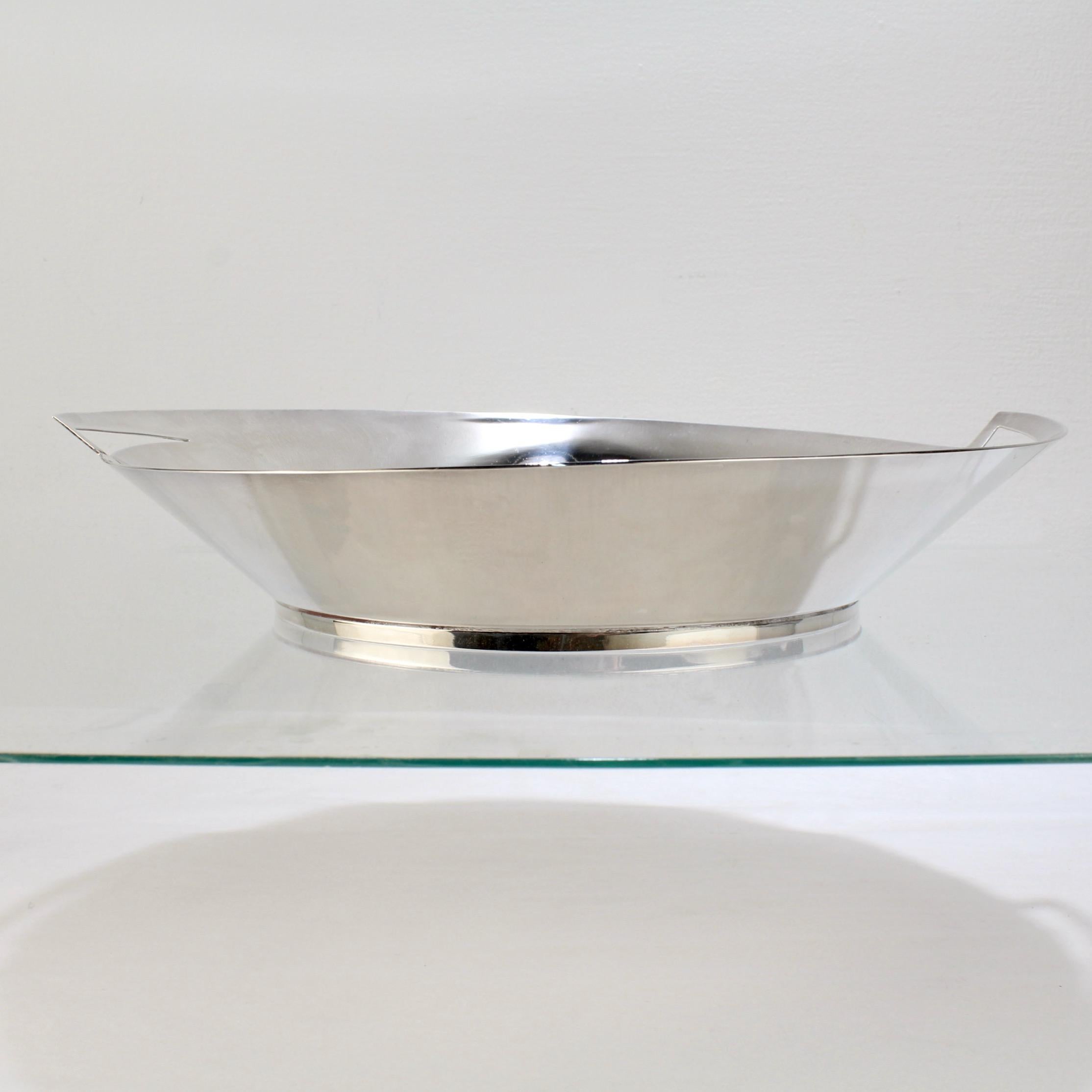 Large Vintage Silver Plate 'Lily' Bowl by Elsa Rady by Swid Powell For Sale 1
