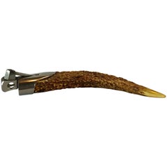 Large Vintage Silver Plated Horn Cigar Cutter
