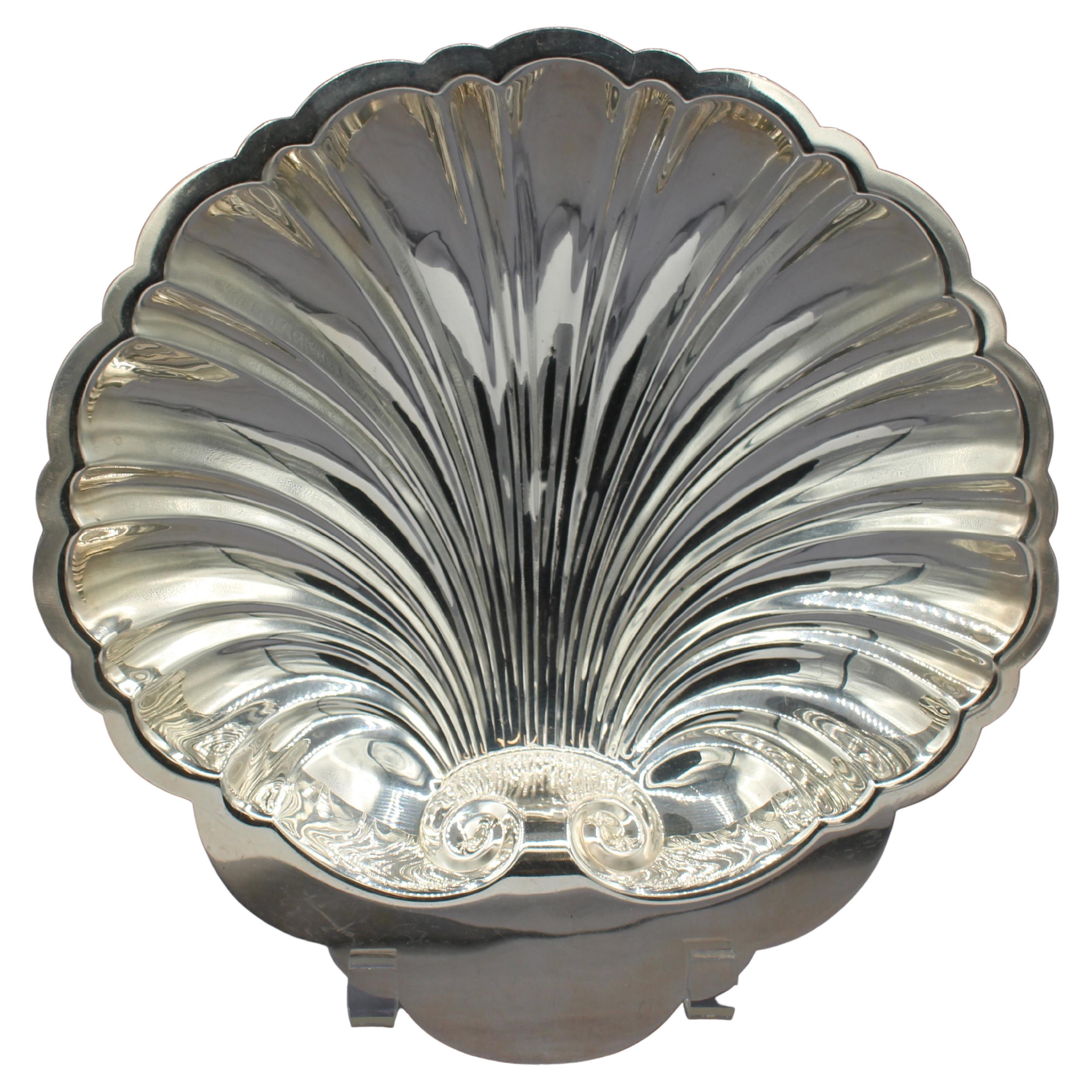 Large Vintage Silver Plated Scallop Shell Dish