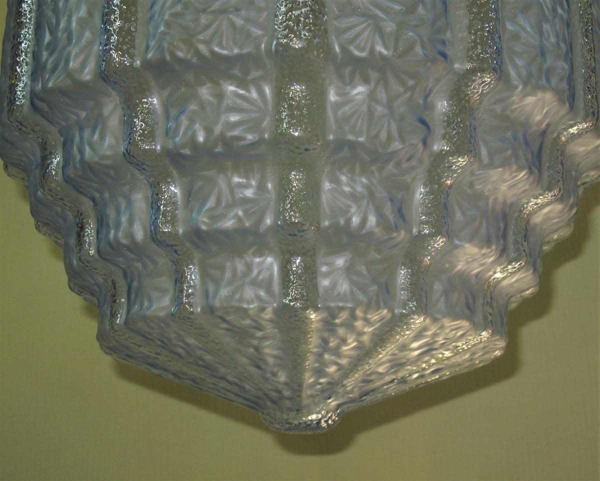 American Large Vintage Smokey Blue Ice Ceiling Fixture For Sale