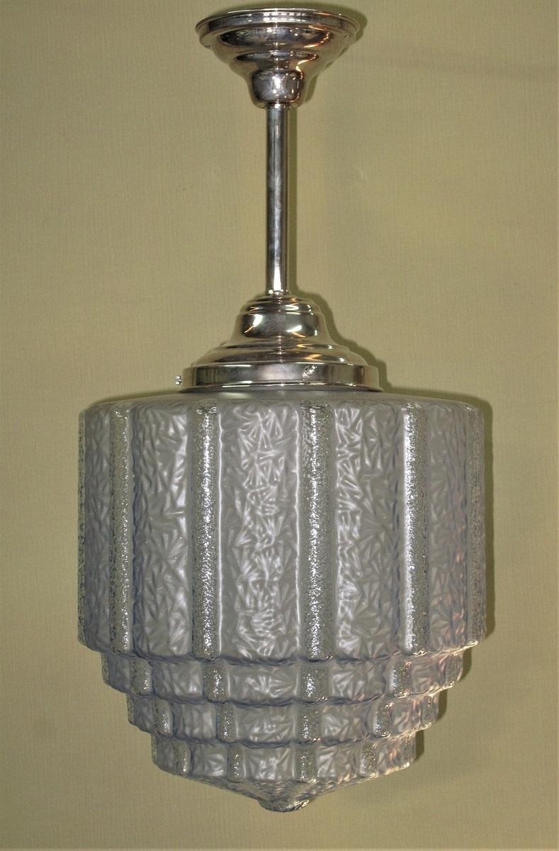 20th Century Large Vintage Smokey Blue Ice Ceiling Fixture For Sale