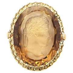 Großer Vintage-Cocktailring mit Rauchquarz-Intaglio