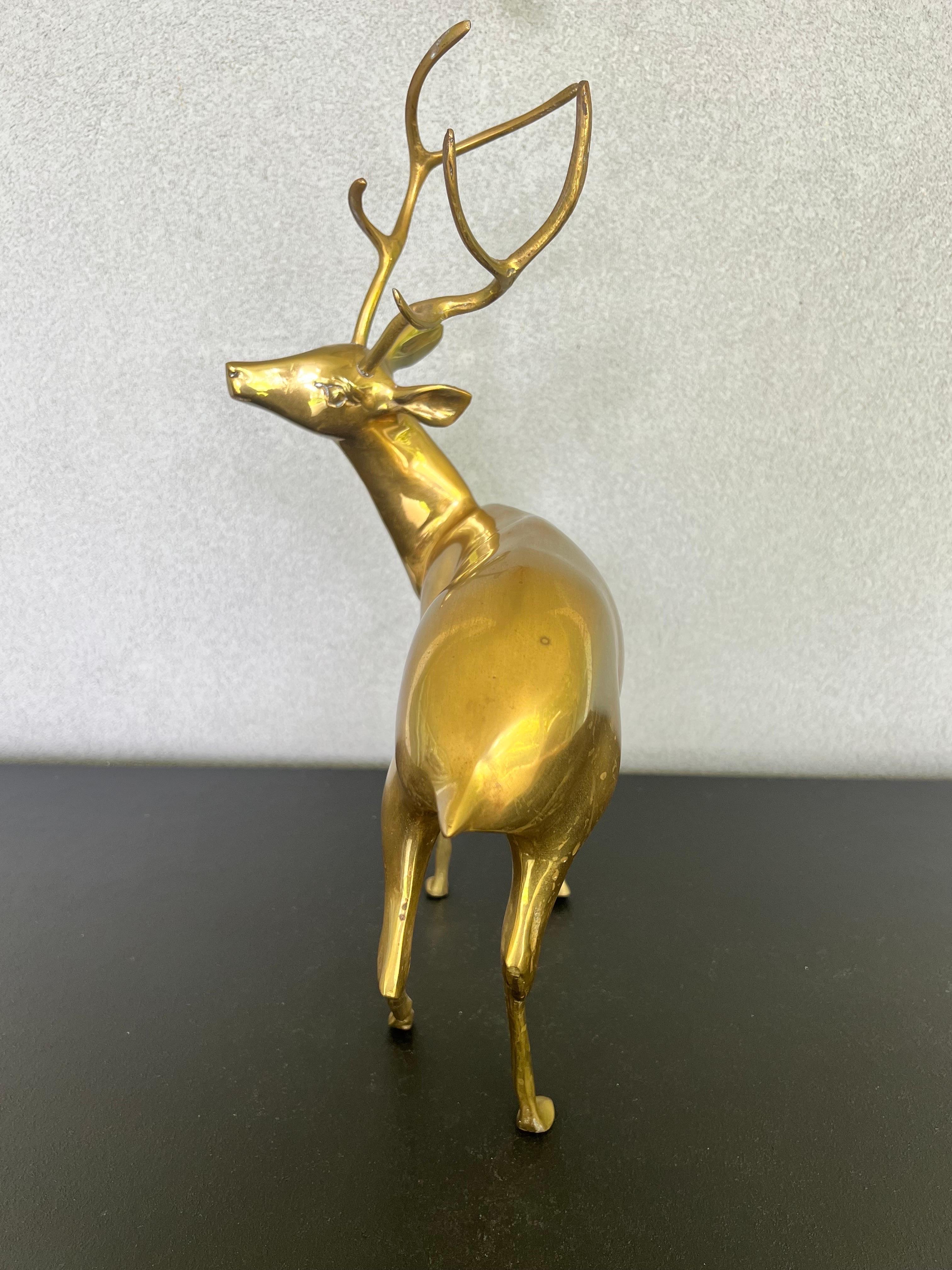 Large Vintage Solid Brass Deer  2
