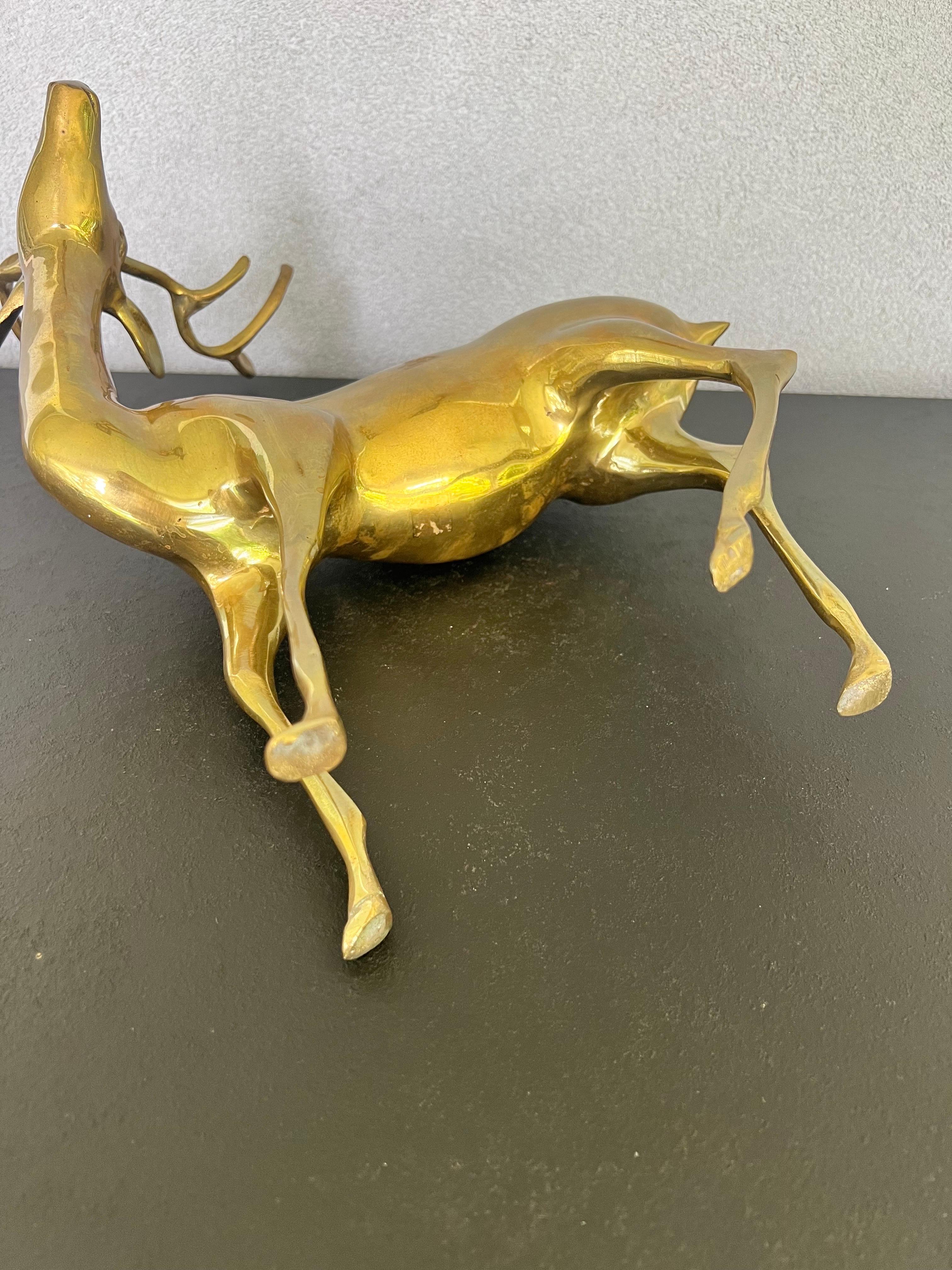 Large Vintage Solid Brass Deer  3