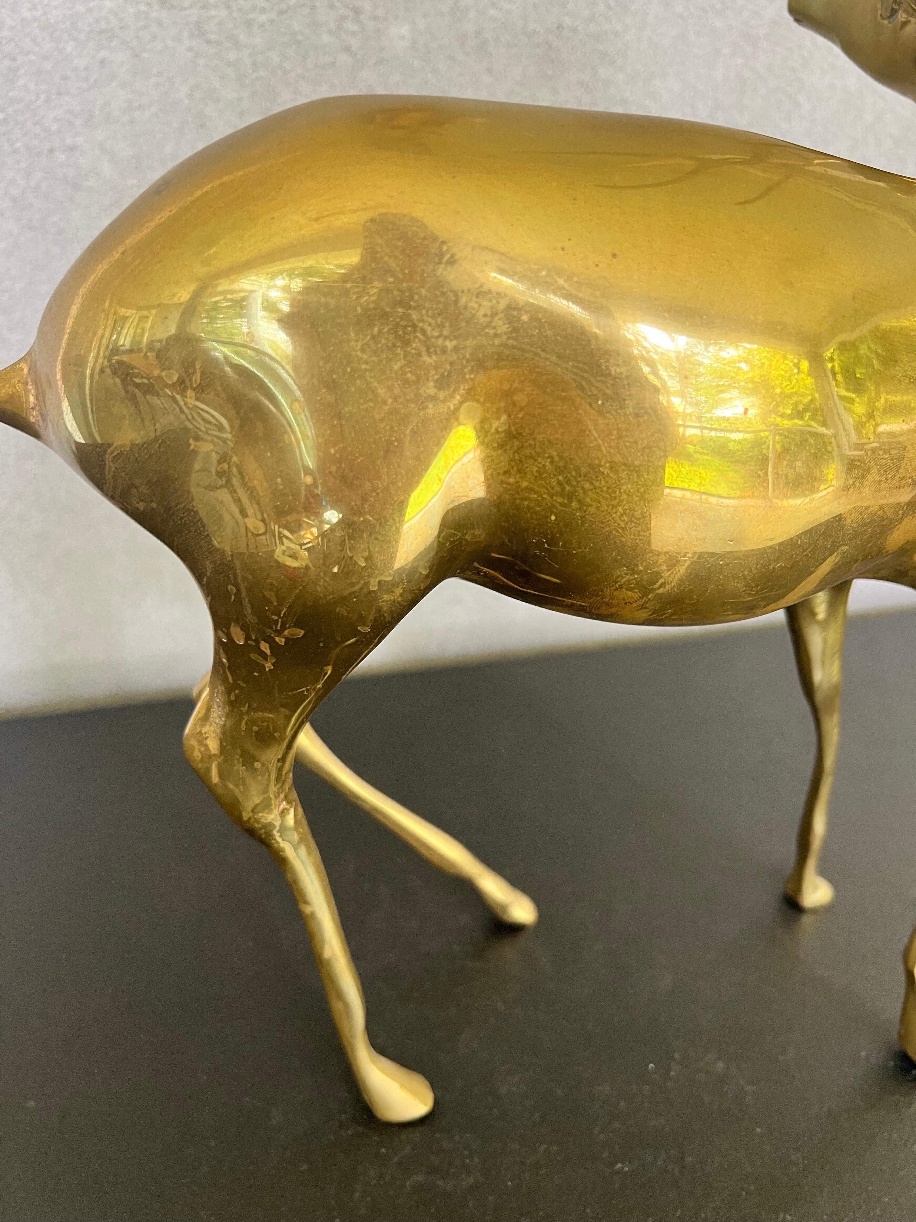 Unknown Large Vintage Solid Brass Deer 
