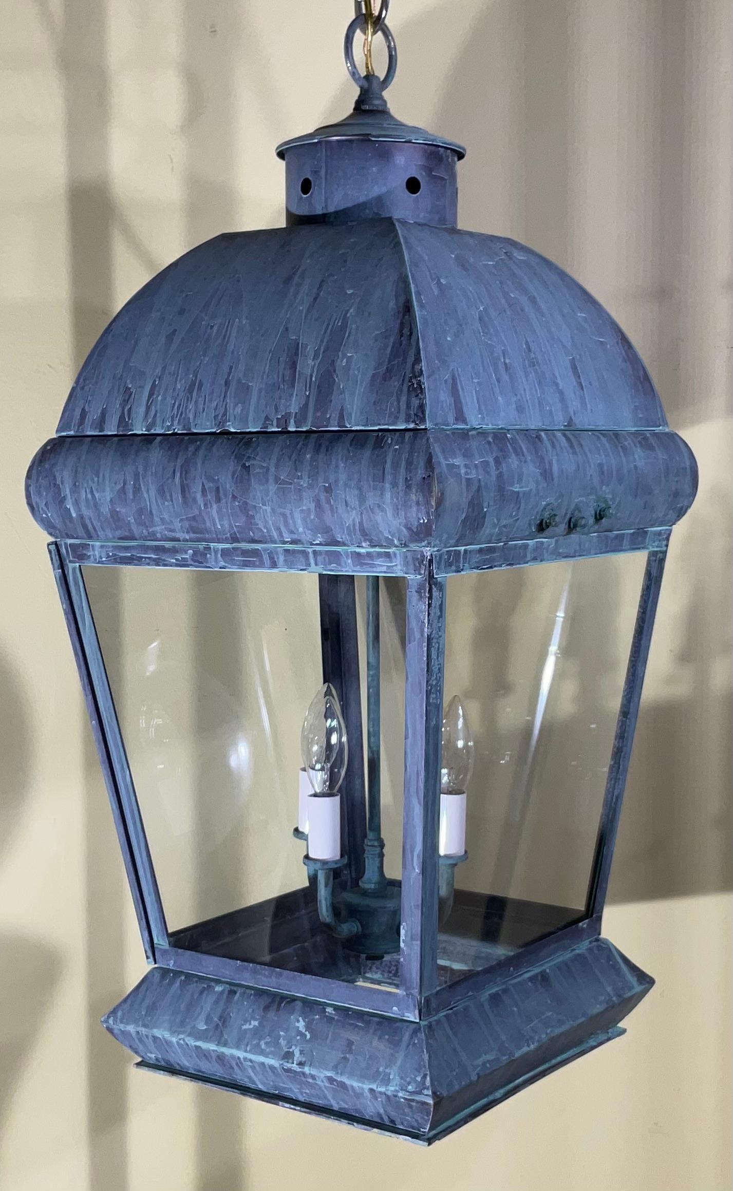 Lanterna a sospensione grande in ottone massiccio vintage in vendita 6