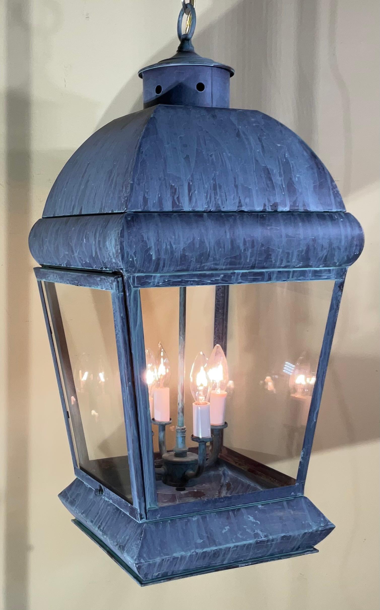 Americano Lanterna a sospensione grande in ottone massiccio vintage in vendita