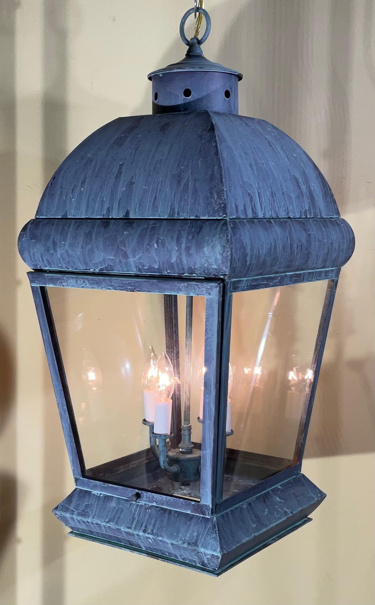 Lanterna a sospensione grande in ottone massiccio vintage in vendita 1