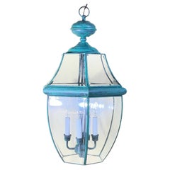 Large Vintage Solid Brass Hanging Lantern/Light Fixture-27”High x 15”.5 Wide