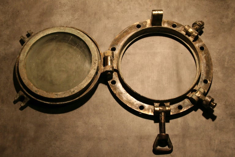Large Vintage Solid Brass Ship's Porthole For Sale at 1stDibs ships