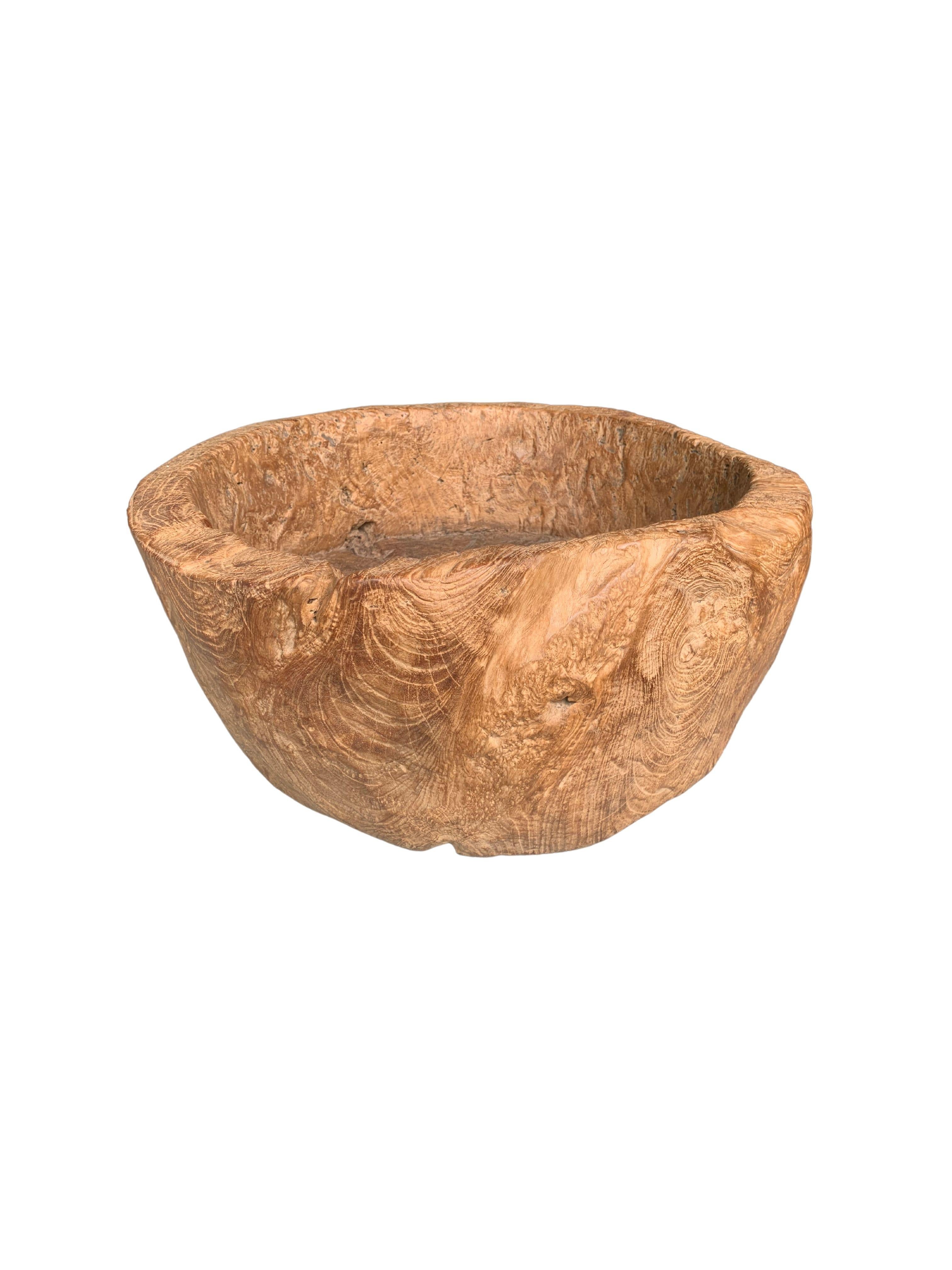 20th Century Vintage Solid Teak Wood Bowl from Java, Indonesia For Sale