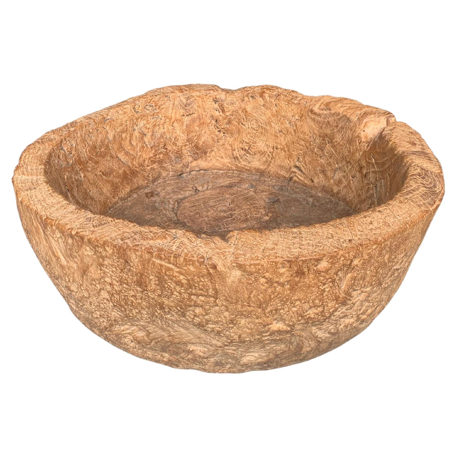 Vintage Solid Teak Wood Bowl from Java, Indonesia For Sale