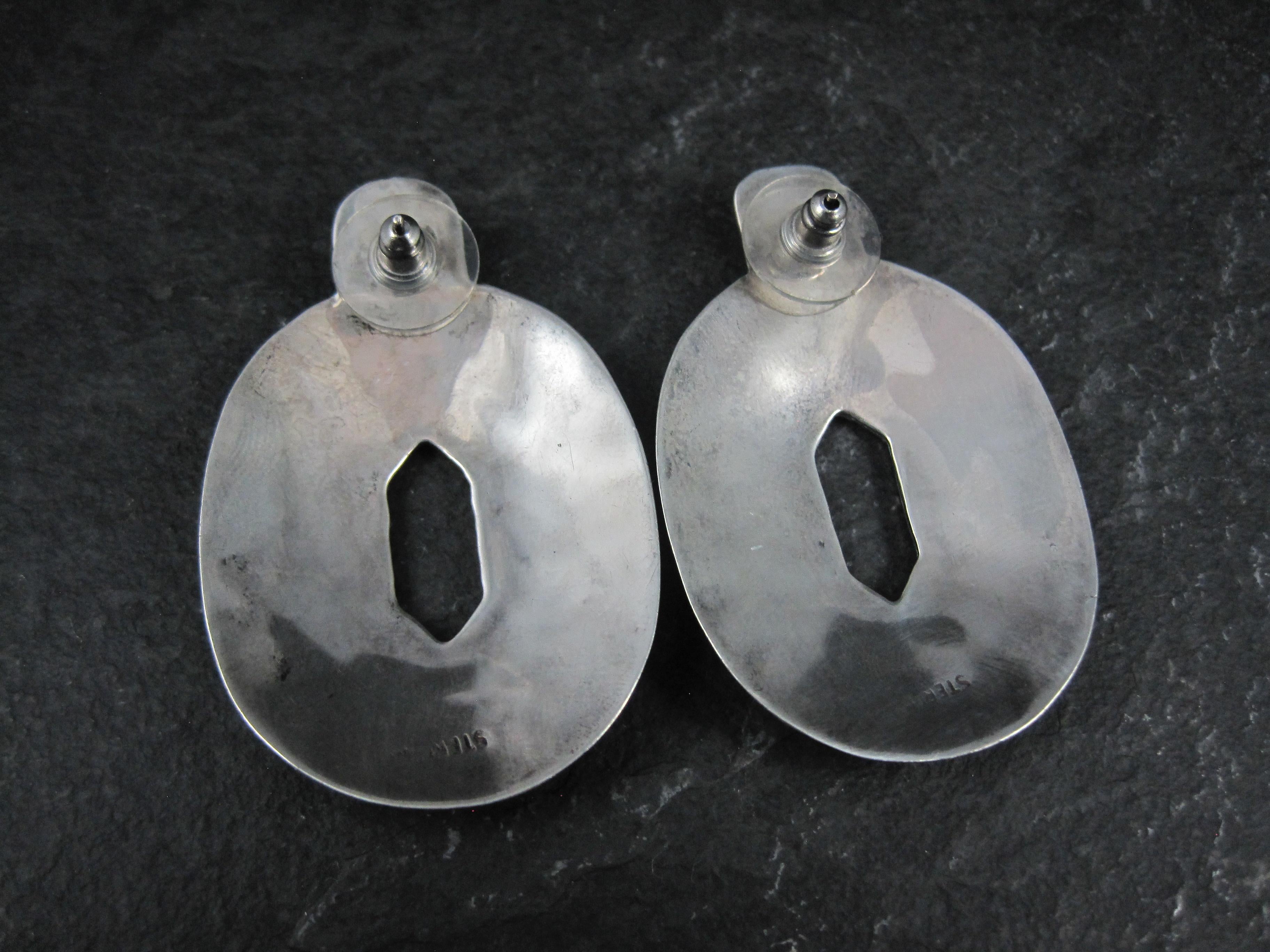 Pendientes vintage grandes de turquesa del suroeste con incrustaciones de ostra espinosa en venta 10