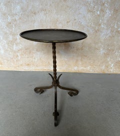 Large Vintage Spanish Drinks Table with Ornate Tripod Base