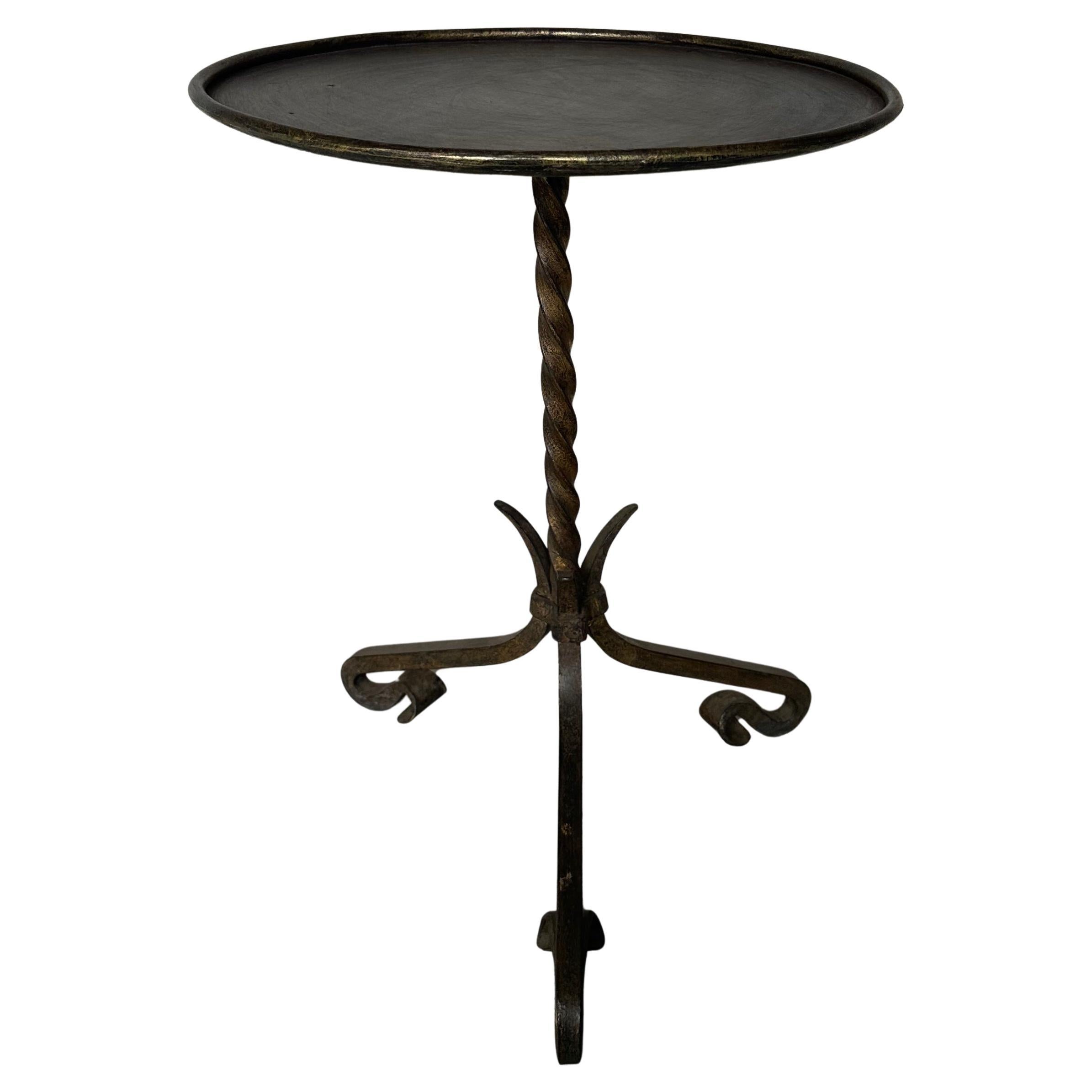 Large Vintage Spanish Drinks Table with Ornate Tripod Base For Sale