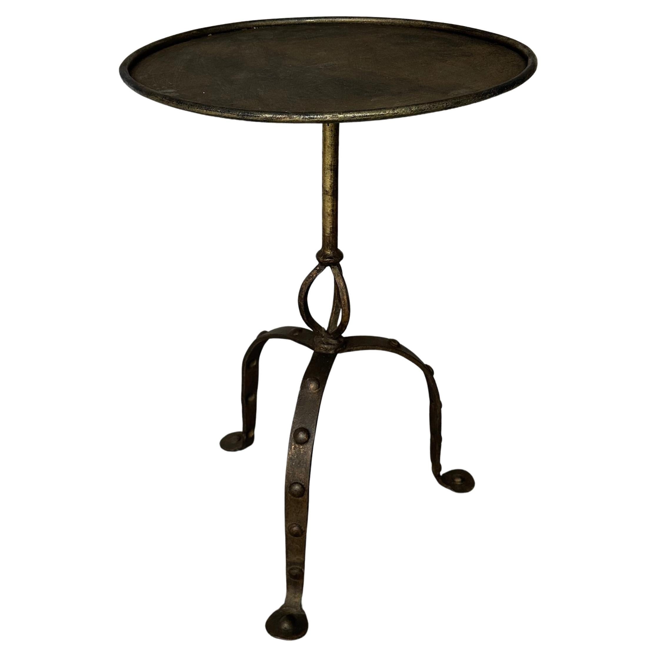 Large Vintage Spanish Iron Drinks Table on a Tripod Base For Sale
