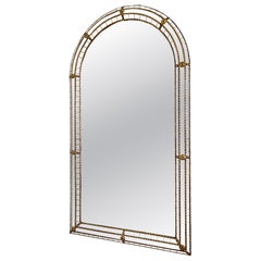 Large Vintage Spanish Venetian-Style Wall Mirror, Brass, 1980s Hollywood Regency