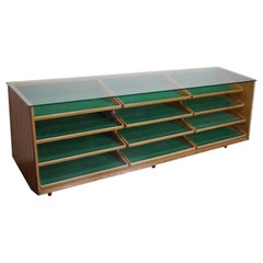 Large Vintage Spanish Walnut Haberdashery Cabinet or Shop Counter, 1960s