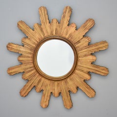Large Vintage Spanish Wood Framed Sunburst Mirror