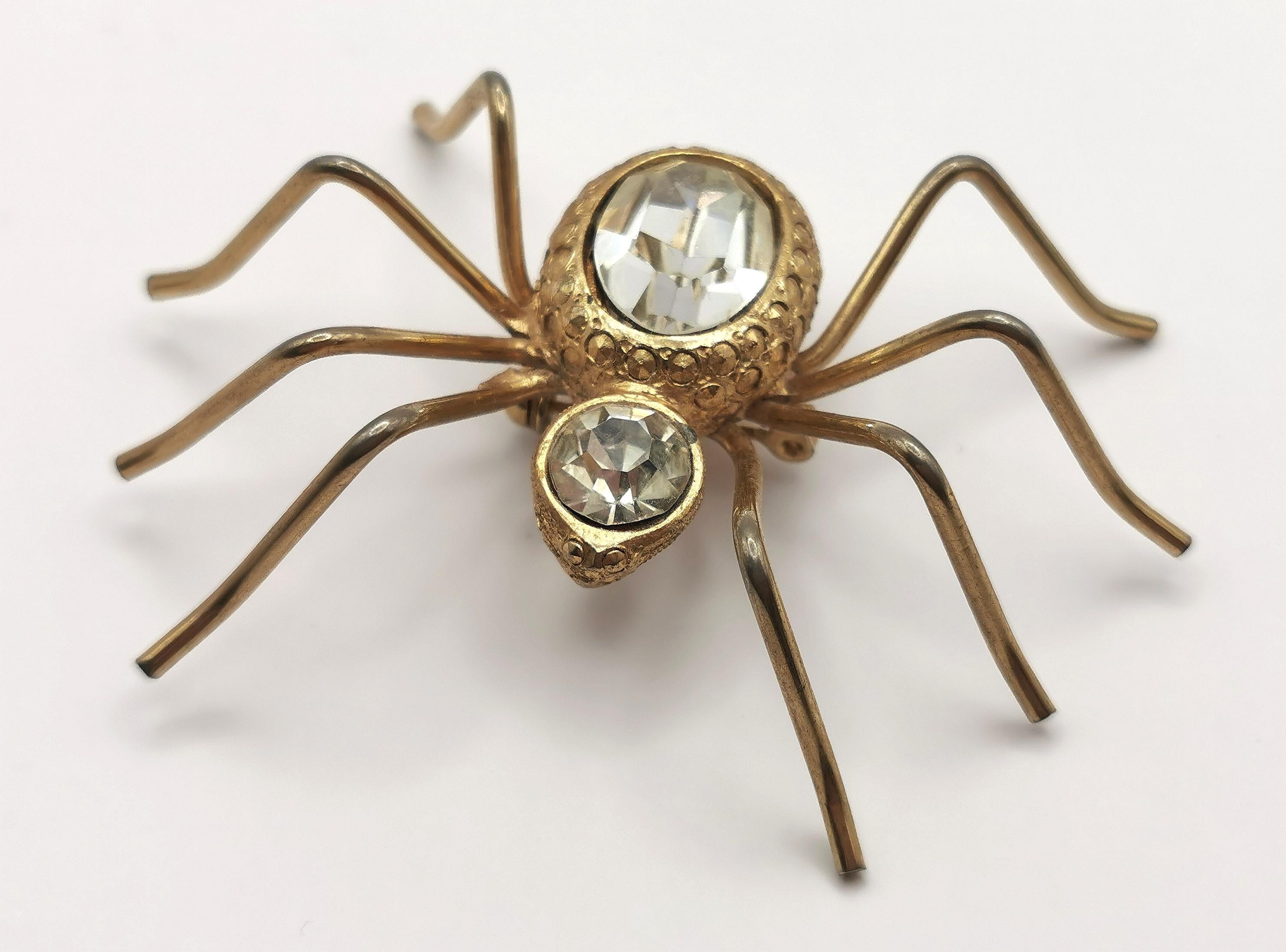 Large vintage spider brooch, gold tone For Sale 5