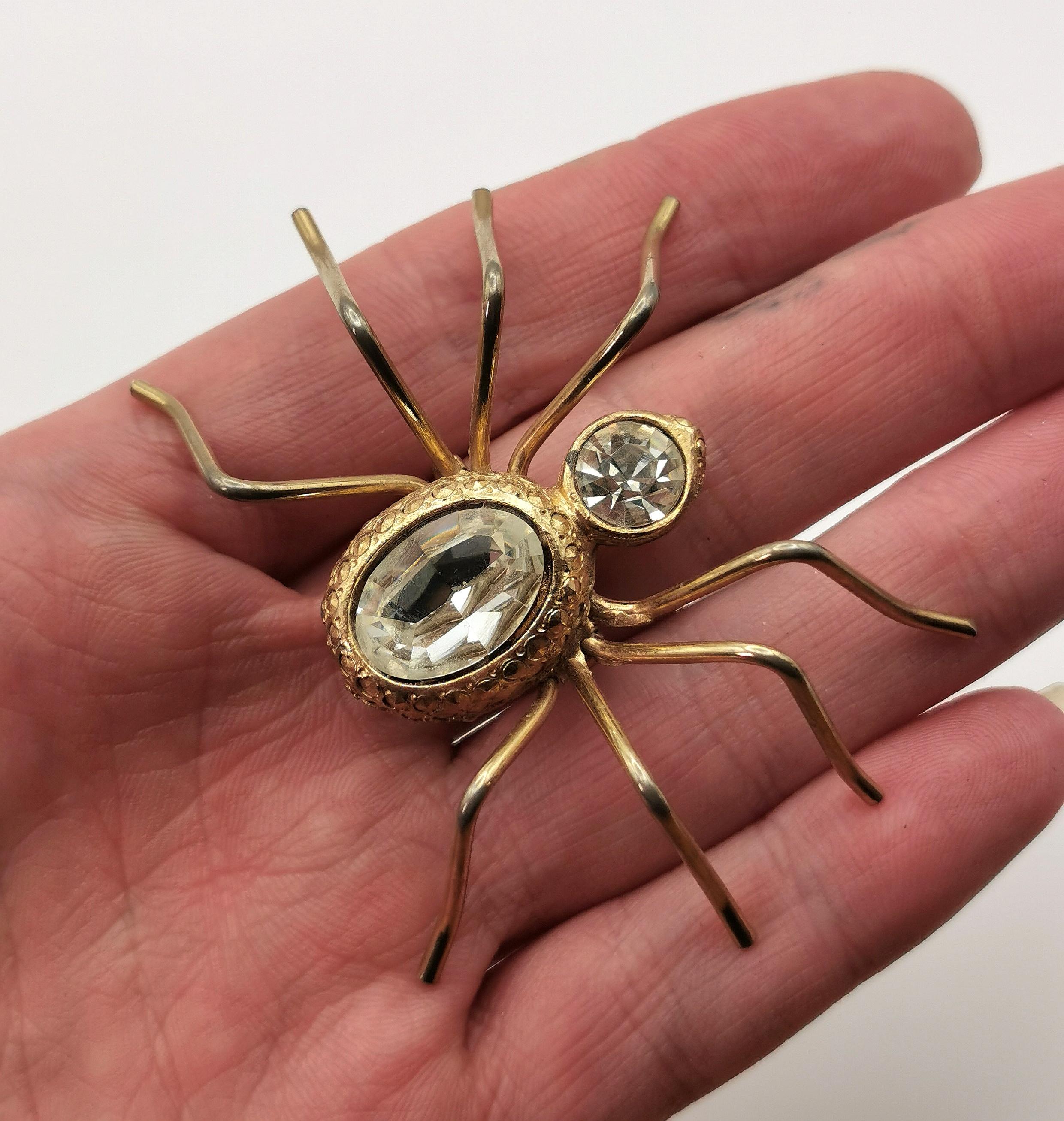 Large vintage spider brooch, gold tone For Sale 4