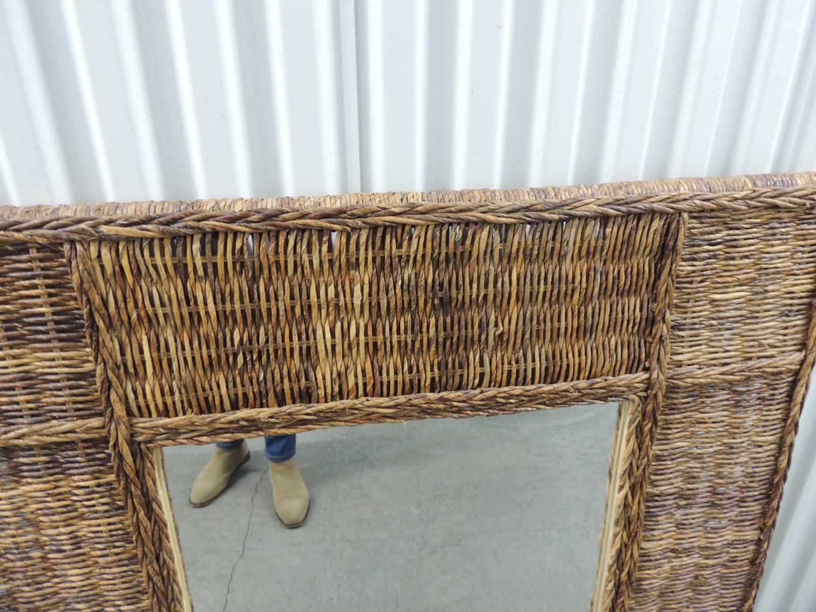Bohème Grand miroir mural carré vintage tissé Abaca
